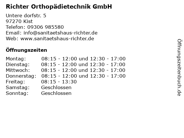 ᐅ Öffnungszeiten „Peter Richter Orthopädie Technik GmbH ᐅ Öffnungszeiten „Peter Richter Orthopädie Technik GmbH